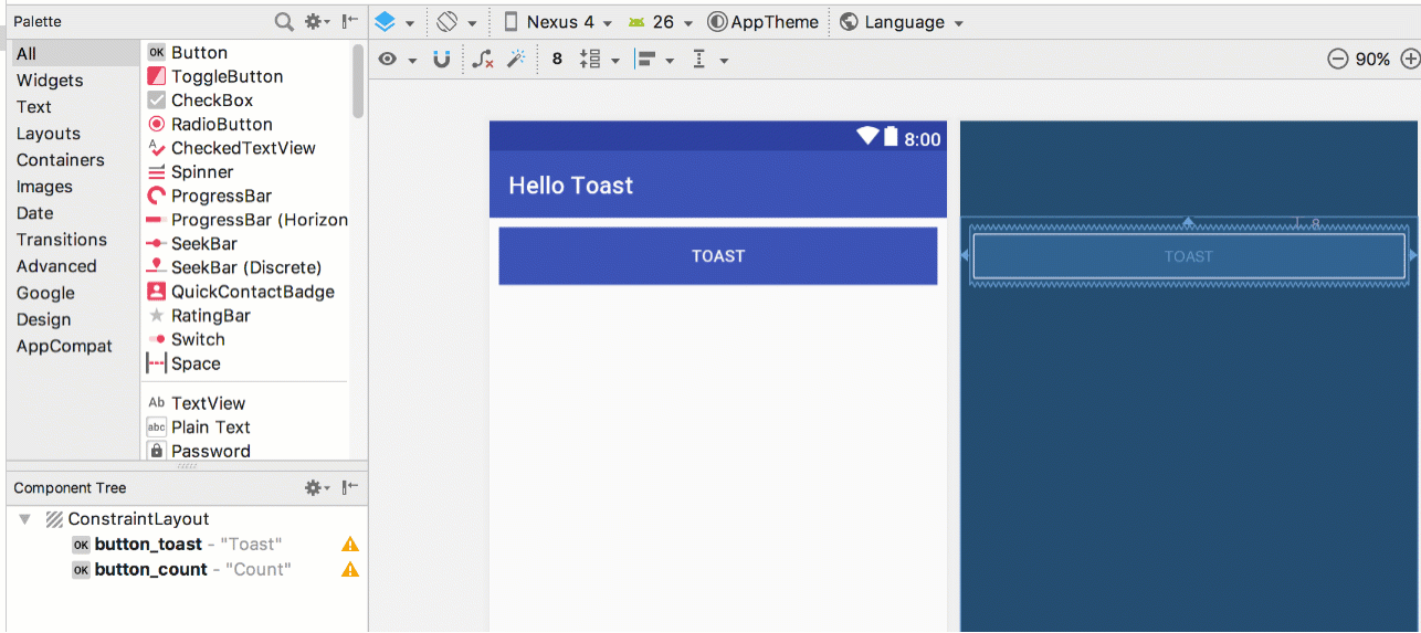 Constraining the TextView to the Toast Button