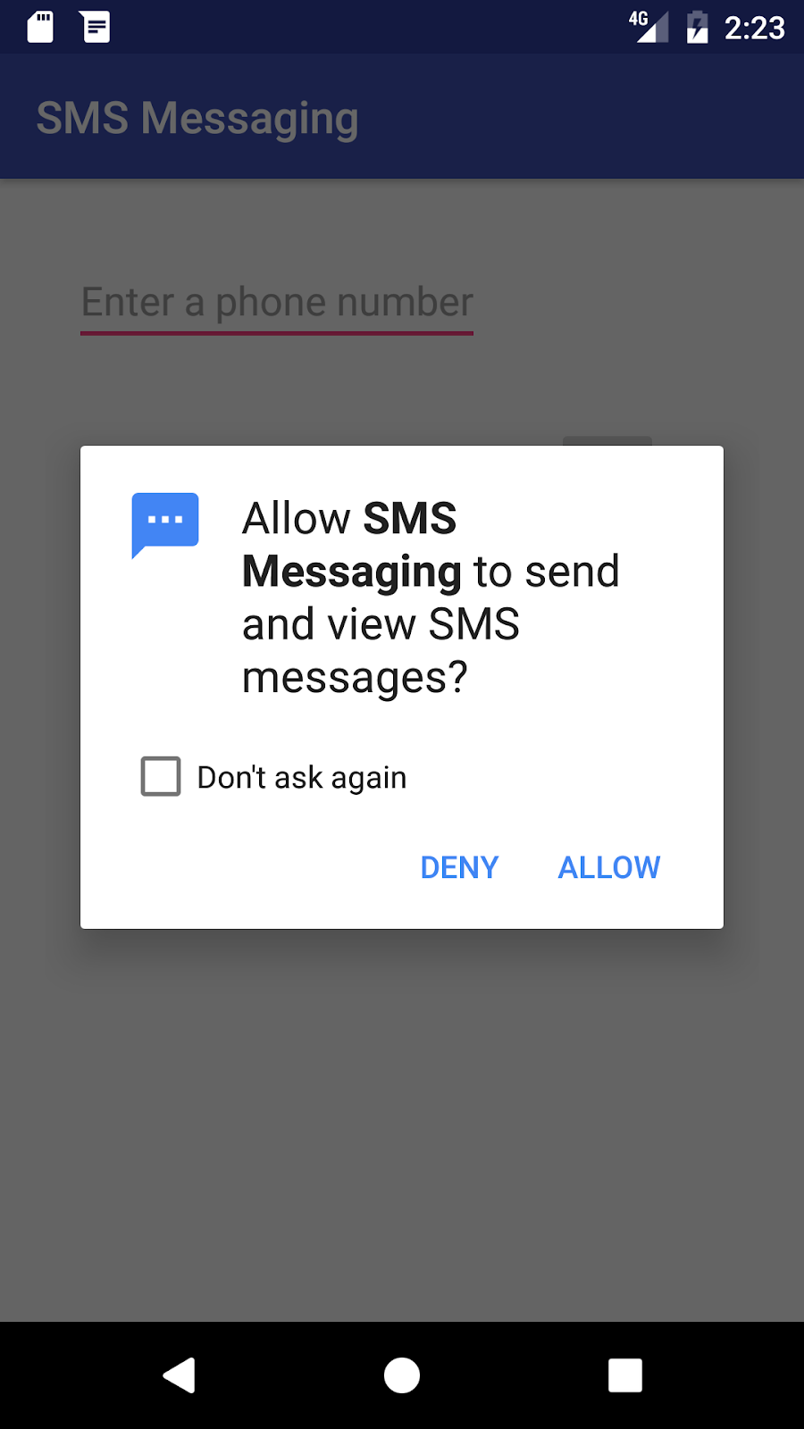 Requesting permission to send and view SMS messages